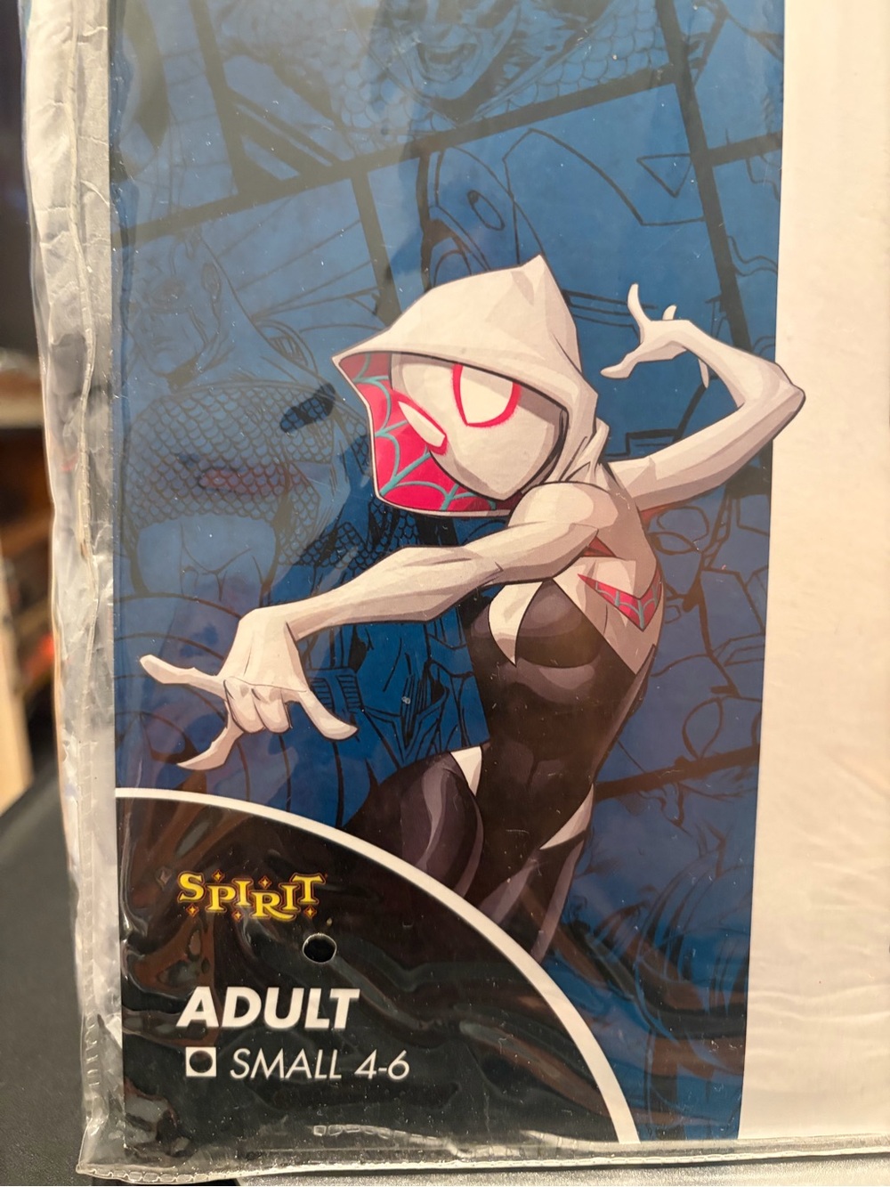 Spider-Gwen- Spirit Halloween Costume -Hooded Jumpsuit NWT small - Picture 3 of 5